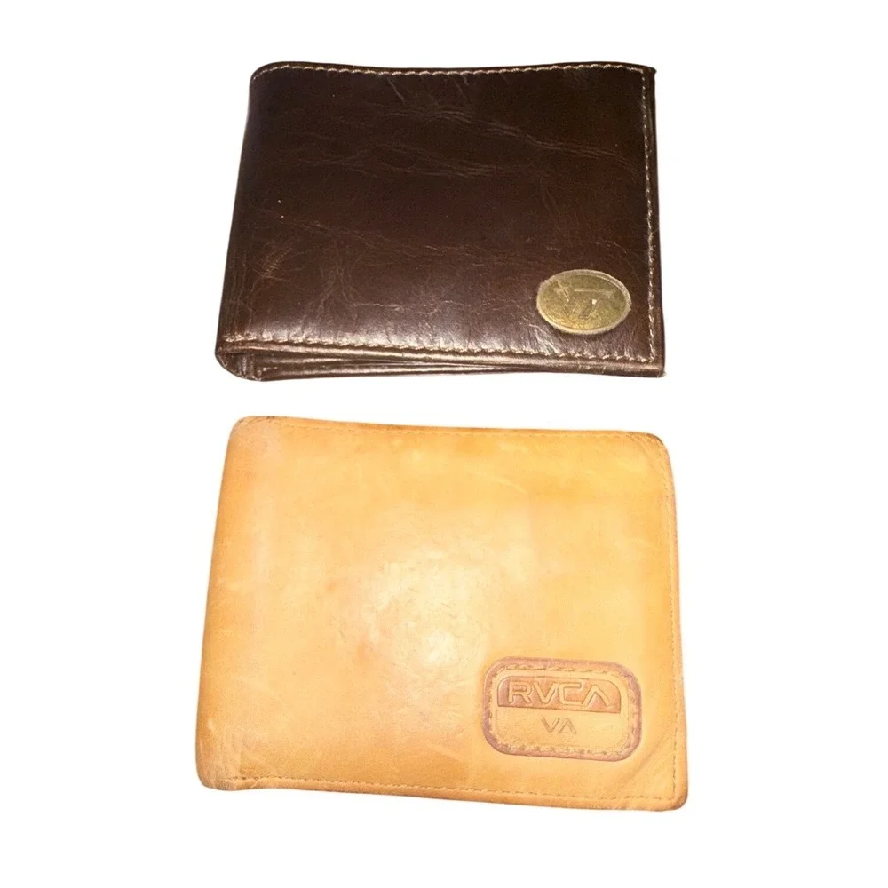 Men's Leather Wallet Bundle | Virginia‎ Tech Hokies Trifold & RVCA Bifold